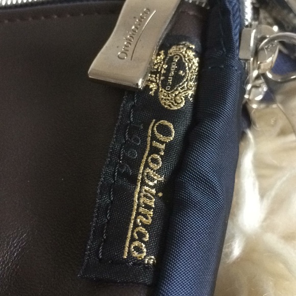 orobianco Waist pouch Body Bag navy brown nylon leather NEW
